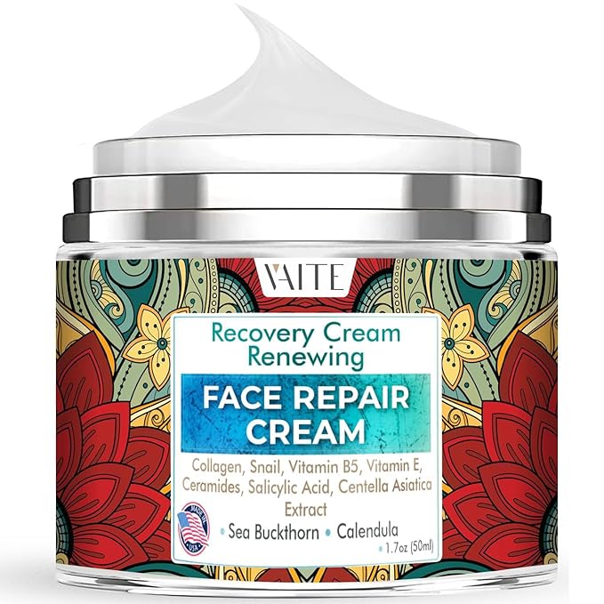 VAITE Face Moisturizer Remedy Skin Repair Cream with Snail, Salicylic Acid, Vitamin B5, Vitamin E, Collagen, and Ceramides for Men and Women Anti-aging Anti-wrinkle Made in USA Night and Day