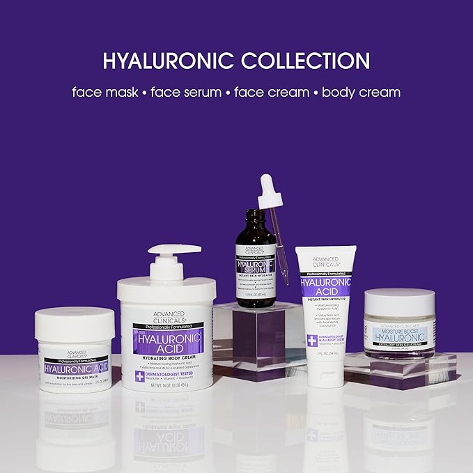 Advanced Clinicals Hyaluronic Acid Body Lotion & Face Moisturizer W/Vitamin E | Hydrating Dry Skin Firming Lotion Minimizes Look Of Wrinkles, Stretch Marks, & Crepey Skin | Skin Care Products, 2pc