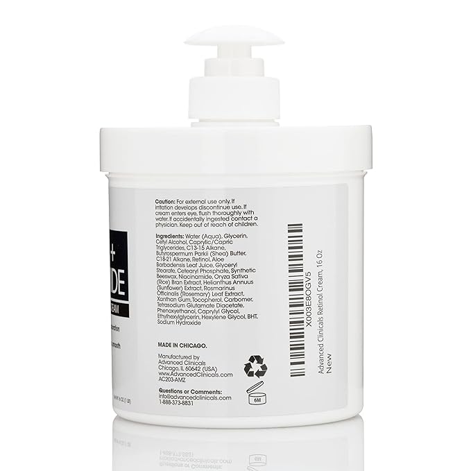 Advanced Clinicals Retinol Body & Face Lotion W/Niacinamide, Dry Skin Face Moisturizer & Crepey Skin Care Treatment, Anti Aging Retinol Cream Reduces Look Of Wrinkles, Sagging Skin, & Age Spots, 2PC