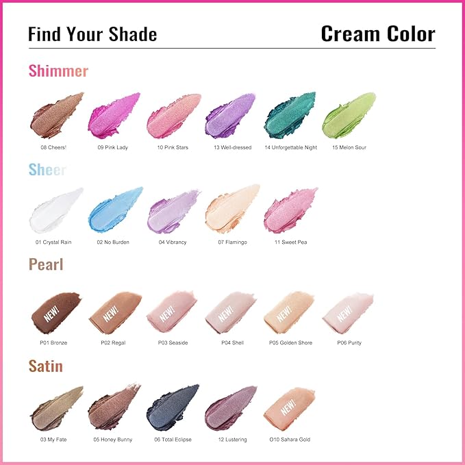 Oulac Pink Cream Eyeshadow also for Highlighter Large Capacity Highly Pigmented Eye Shadow Waterproof &Long Lasting with Moisturizing Formula 11