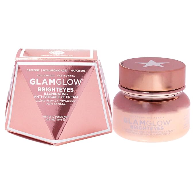 Glamglow Brighteyes Illuminating Anti-Fatigue Eye Cream Formulated with Caffeine, Hyaluronic Acid And Peptides, Brightens Dark Circles And Reduce Fine Lines & Wrinkles, 0.5 Oz