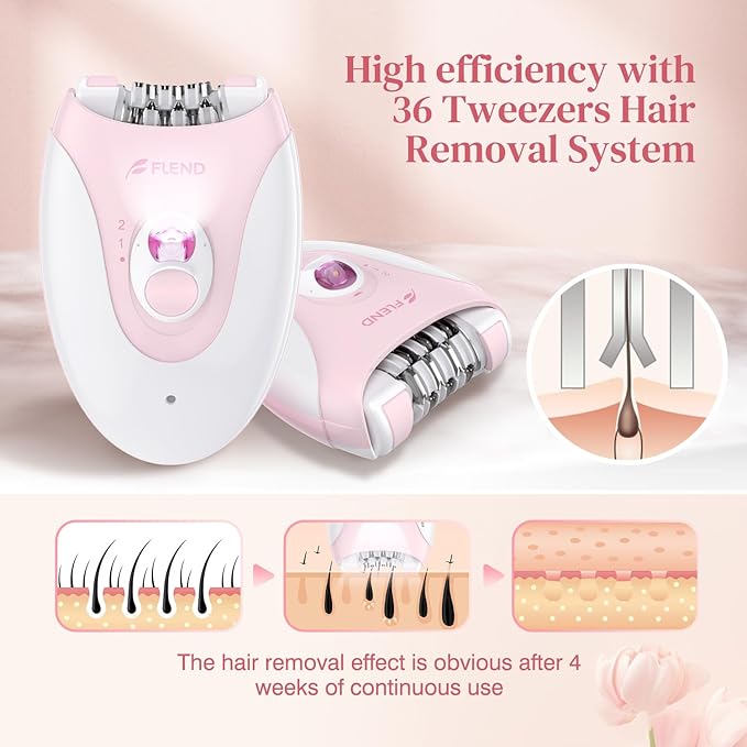 Epilator,Epilator for Women Facial Hair Removal Rechargeable,2 Speeds Hair Removal,HairRemoval Device with 36 Tweezers,Hair Removal forWomen Legs/Face/Bikini/Arms,Womens Electric Shaver Smooth Skin