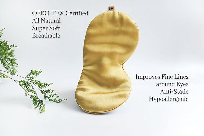 Premium Handcrafted 25 Momme Mulberry Silk Eye Mask for Sleeping (Golden Honey)