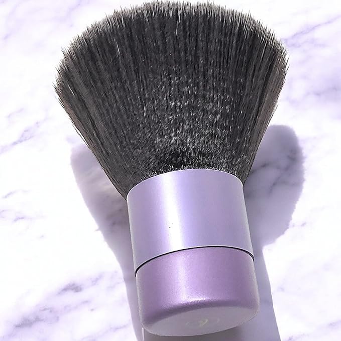 Luxurious and Large Ultra Soft Fluffy Powder Brush, Multipurpose Face, Body, Barber and Beauty Tool, with wooden base Soft Kabuki Brush by BevyGold (Violet)