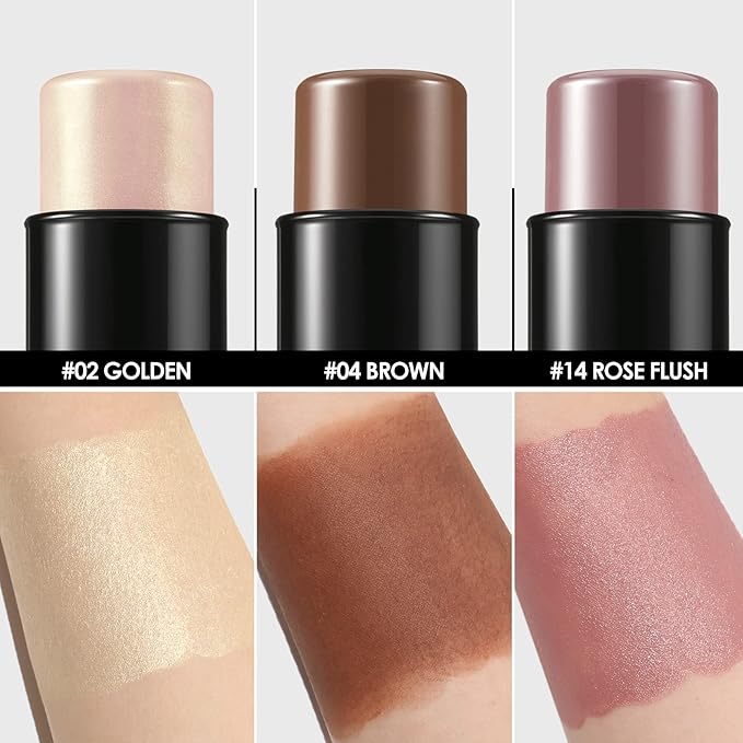 FOCALLURE 3 Pcs Cream Contour Sticks,Shades with Highlighter & Bronzer & Blush,Non-greasy Long-wear Face Contouring Pen,Easy to Sculpt the Face and Create a Lightweight Finishing Makeup,NEUTRAL