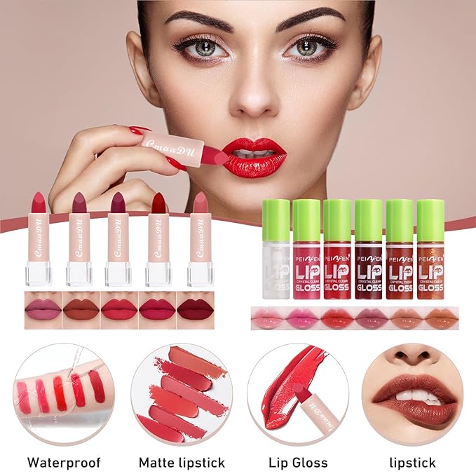 All In One Makeup Kit, Travel Makeup Kit, Makeup Gift Set, Makeup Kit for Women Full Kit, Makeup Bundle Includes Foundation Eyeshadow Palette Lipstick Eyeliner Mascara Contour Stick Cosmetic Brush Set