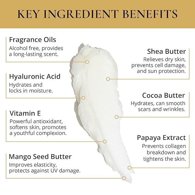 LUXURY LIFE BUTTER - Irresistibly Scented Body Butter with Hyaluronic Acid for Ultimate Moisture. Hydrates for a Non-Greasy Glamorous Glow (Presidential, Fresh Attraction, Midnight Seduction 5 oz)