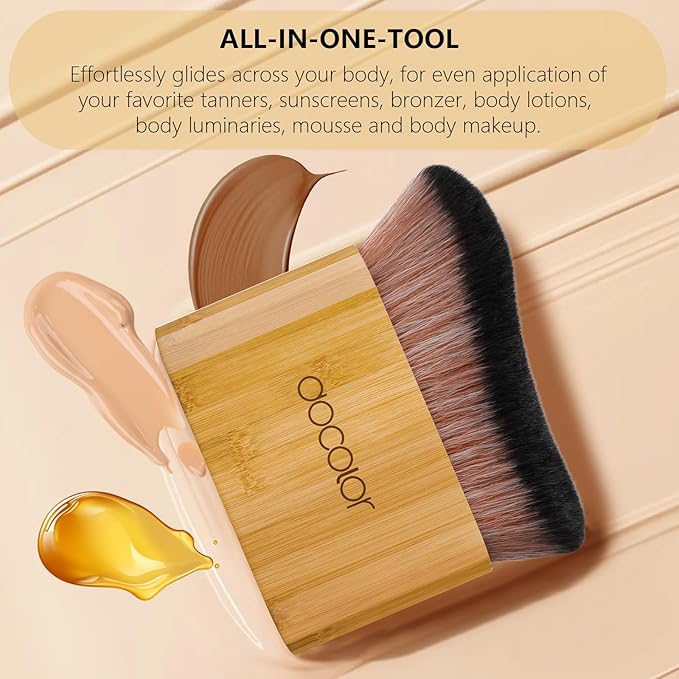 docolor Self Tanner Brush Large Body Makeup Brush, Soft Vegan Tanning Brush no stripes, for Foundation, Self-tanner, Bronzer, Self Tan Back Applicator Body + Face Self-Tan Blending Brush Gift Box