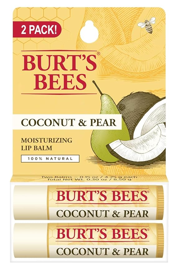 Burt's Bees Lip Balm Mothers Day Gifts for Mom - Coconut and Pear, Lip Moisturizer With Responsibly Sourced Beeswax, Tint-Free, Natural Origin Conditioning Lip Treatment, 2 Tubes, 0.15 oz.