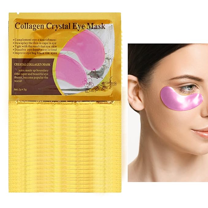 30 Pairs 24K Pink Under Eye Patches,Crystal Collagen Under Eye Mask,Puffy Eyes and Dark Circles Treatments,Moisturising&Hydrating Under Eye Patch Pads for Reducing Fine Lines Eye Bags(Pink)