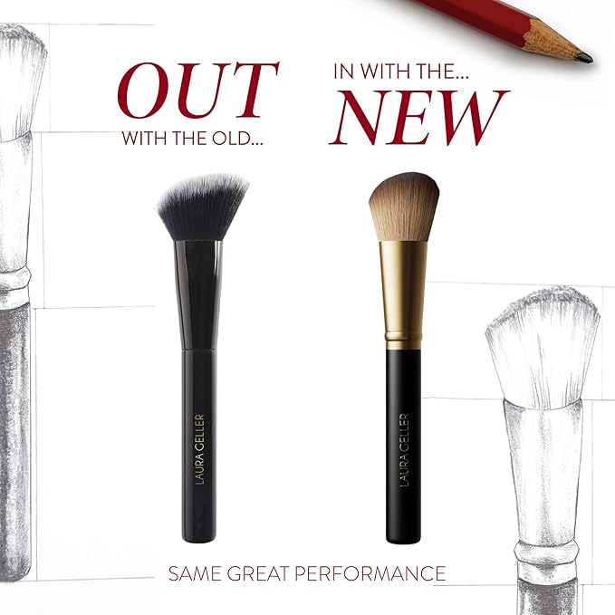 LAURA GELLER NEW YORK Angled Blush Brush with Black Wooden Handle & Dense Bristles for Makeup Application