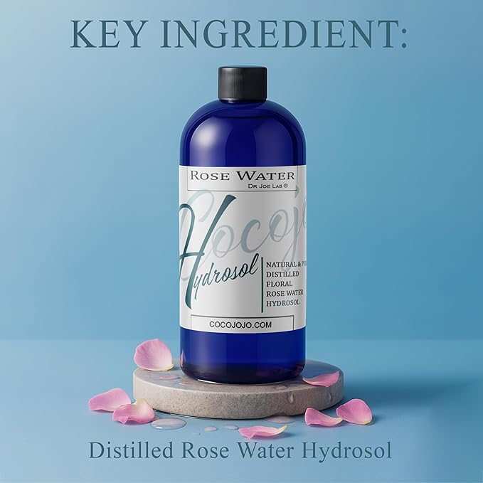 Rose Hydrosol Water Spray Toner 32 oz for Face Hydrating Mist Hydration Pure & Natural Rosewater Hydrosol All Skin Types Face Skin Pores Body Locs Cleansing Bulk Refill COCOJOJO - Packaging May Vary