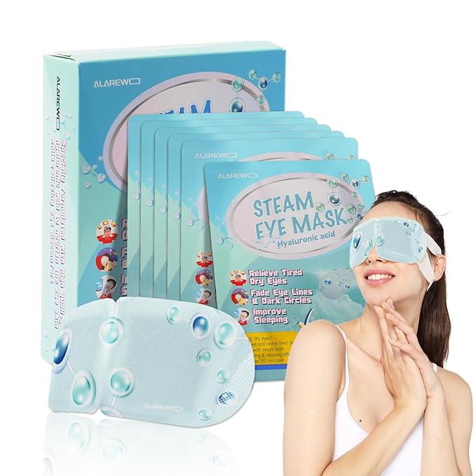 Steam Eye Mask Hyaluronic Acid Formula Self Heating Moist Eye Compress Disposable SPA Warm Eye Mask 5 Packs for Dry Eye, Eye Fatigue, Soothing Headache Travel Trouble Sleeping