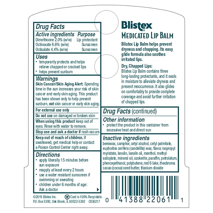 Blistex Medicated Lip Balm, 0.15 Ounce, (Pack of 24) – Prevent Dryness & Chapping, SPF 15 Sun Protection, Seals in Moisture, Hydrating Lip Balm, Easy Glide Formula for Full Coverage