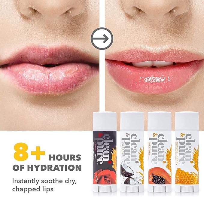 Lip Balm 2-Pack (Manuka Honey & Cocoa Butter) | Lip Care Set With 100% All Natural Beeswax | Vitamin E Oil