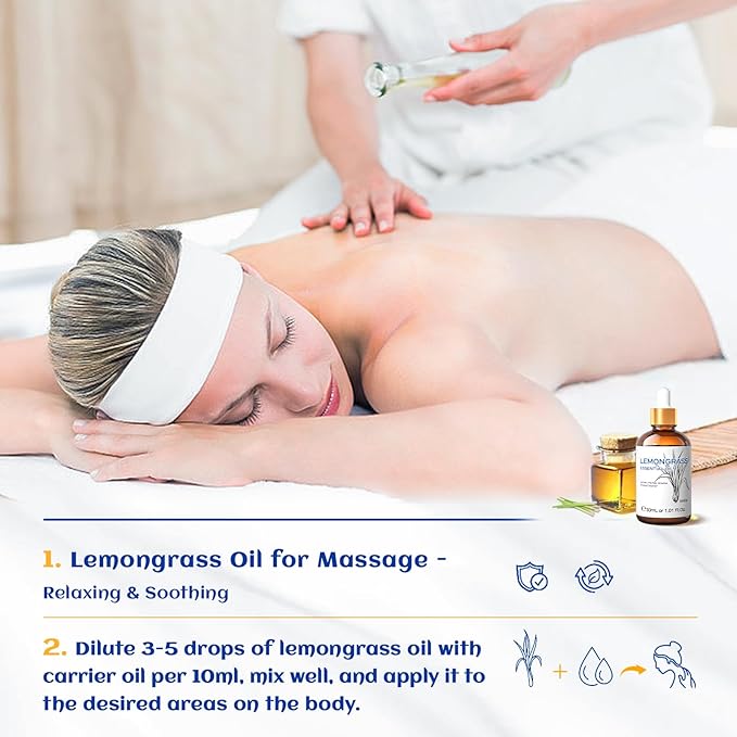 HIQILI 1 Fl Oz Lemongrass Essential Oil, 100% Pure Natural Undiluted for Diffuser, Hair - 30ml