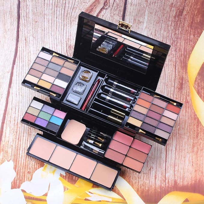 Professional 39 Colors Eyeshadow Palette All-in-one Cosmetic Makeup Gift Set including Matte Shimmer Highly Pigmented Eye Shadows, Blush, Pressed Powder and Lipstick