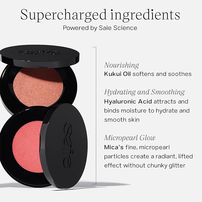 Saie Glow Sculpt Multi-Use Highlighter + Cream Blush - Lightweight with Hyaluronic Acid + Micropearl for Radiant, Glowing Skin - Quartzglow (.02 oz)