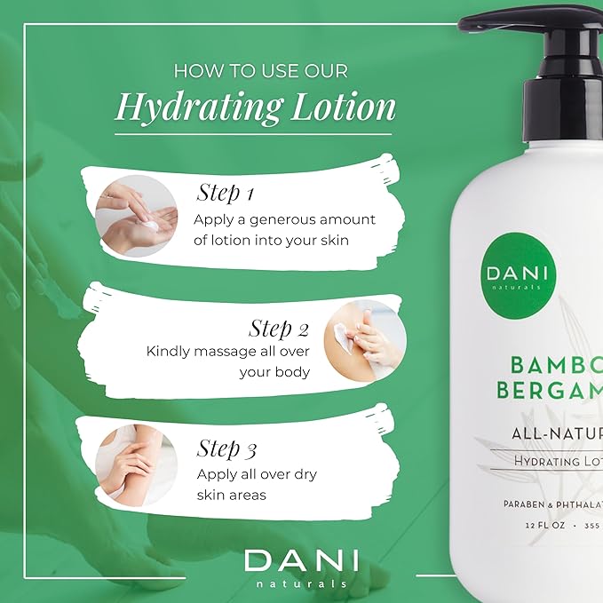 Naturals Hand & Body Lotion - Clean Bamboo Bergamot Scented, Deep Hydration Lotion for Dry Skin, With Shea Butter & Aloe Vera, Natural & Organic Ingredients, Paraben-Free, 12 Oz