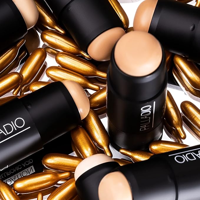 Palladio BUILD & BLEND Foundation Stick, Medium Coverage Buildable Contour Stick for Face, Ultra Blendable Creamy Formula for a Natural Shine Free Finish, Professional Makeup, 0.25 Ounce (Warm Brown)