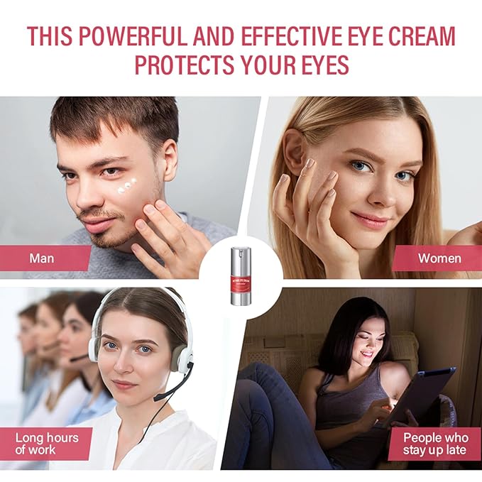 Retinol Eye Cream For Dark Circles And Puffiness, Repair Under Eye Retinol Cream with Hyaluronic Acid and Collagen, Smooth Fine Lines, Wrinkles, Bags & Dark Spots, Tightens Eye Skin Care(Retinol)