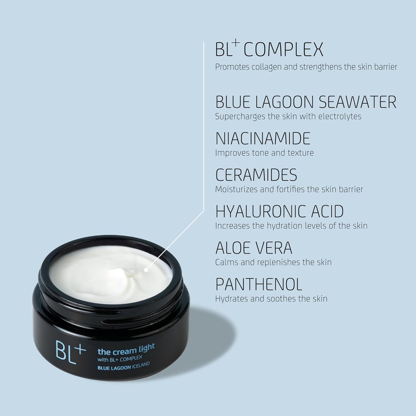 Blue Lagoon - BL+ The Cream Light Gel Moisturizer | Sustainable, Bioactive Luxury Skincare (Full Size, 1.7 oz | 50 ml)