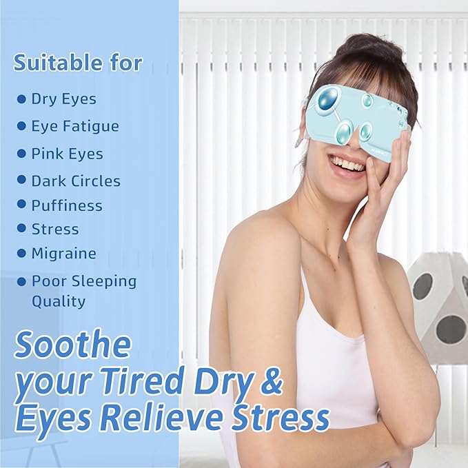 Steam Eye Mask Hyaluronic Acid Formula Self Heating Moist Eye Compress Disposable SPA Warm Eye Mask 5 Packs for Dry Eye, Eye Fatigue, Soothing Headache Travel Trouble Sleeping