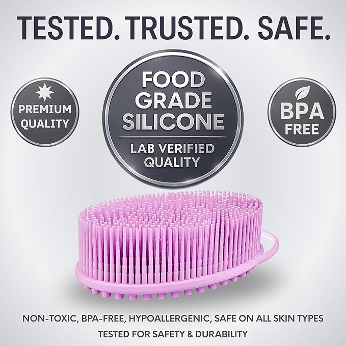 Avilana Silicone Body Scrubber - Food Grade & Lab Tested, Gentle Exfoliating Shower Brush for All Skin Types, Hygienic Quick-Dry Loofah Alternative, BPA-Free Body Brush