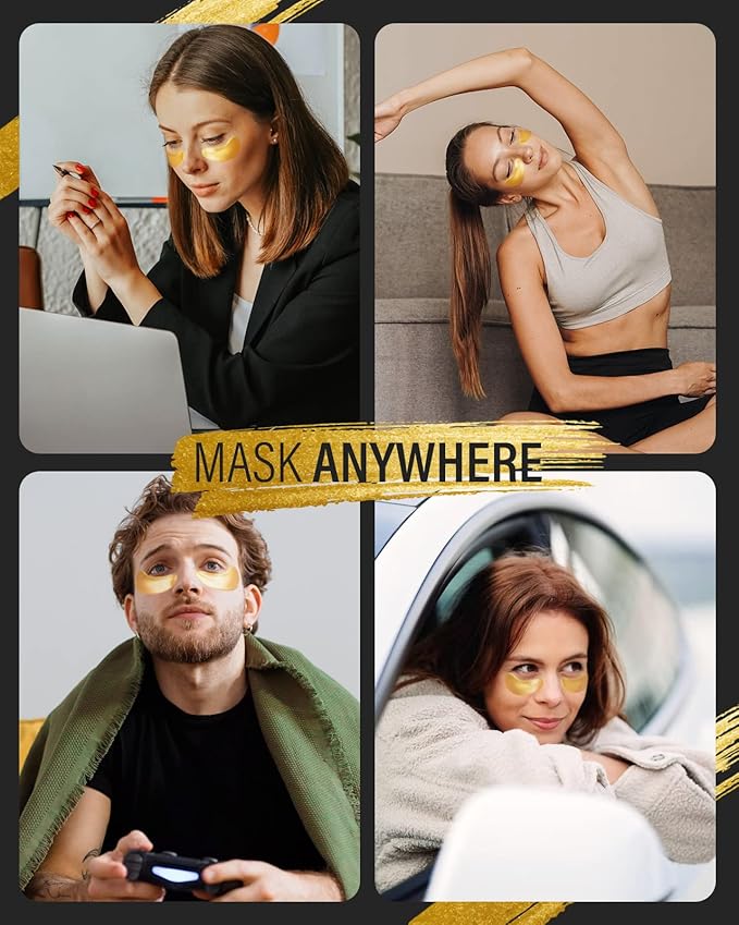 24k Gold Under Eye Patches (25 Pairs), eye mask, Collagen Skin Care Products, Eye Patches for Puffy Eyes, eye masks for dark circles and puffiness