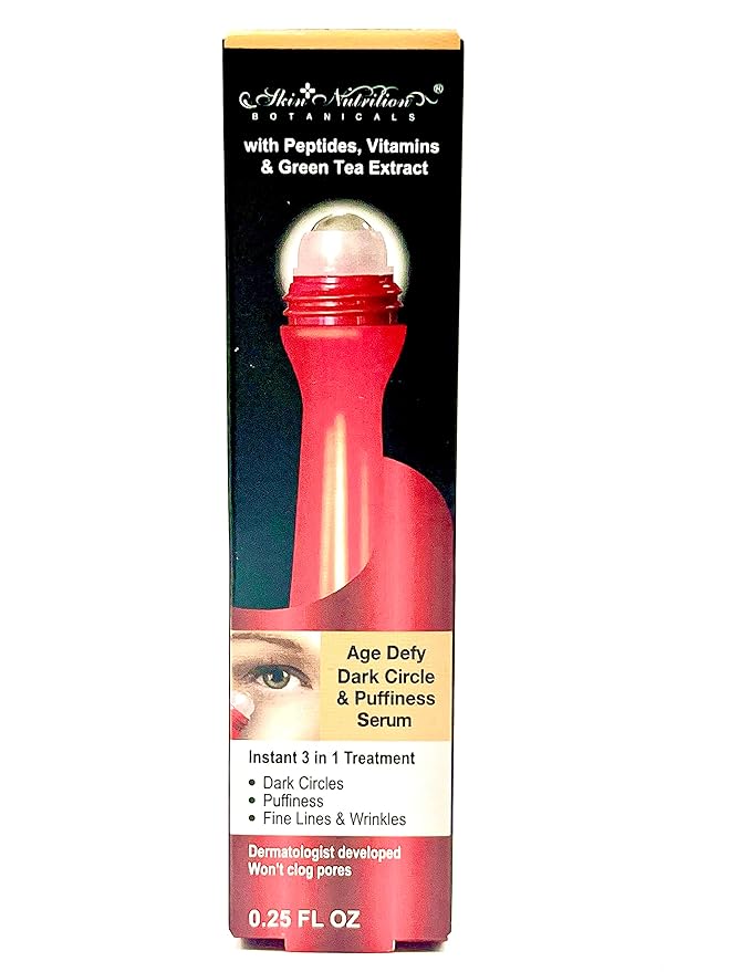 Eye Serum Roller Ball Massage, with Peptides, Vitamins, and Green Tea Extract