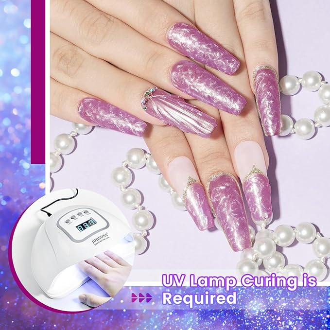 JODSONE 10ml Gel Nail Polish Set Glitter 6Colors Dark Green Glitter Pink Deep Blue Gel Polish Lacquer Glossy Art for Nail and Salon Need U V Lamp