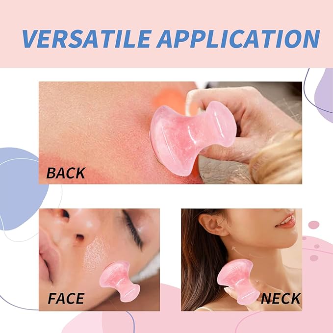 Mushroom Gua Sha Natural Rose Quartz Aventurine Gua Sha Mushroom Face Massager Stone for Eye Neck Beauty Spa Relaxing Massage Stone Facial Massage Spa Relaxing Meditation Guasha Scraping Massage Tool