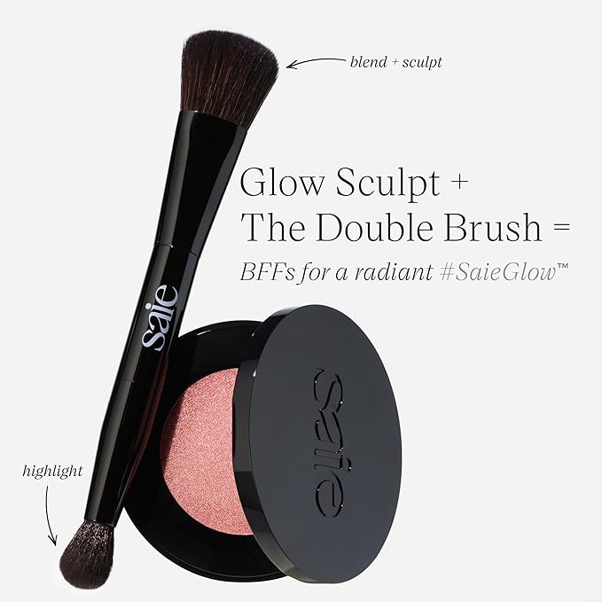 Saie Glow Sculpt Multi-Use Highlighter + Cream Blush - Lightweight with Hyaluronic Acid + Micropearl for Radiant, Glowing Skin - Bronzeglow (.02 oz)
