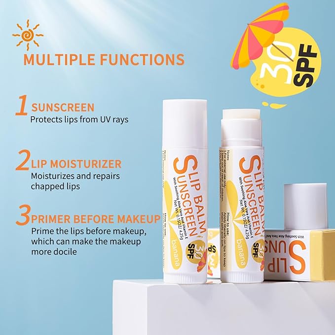 Spf 30 Lip Balm, 3Pcs Sunscreen Lip Balm, Lip Balm With Spf, Flavored Lip Balm, Vitamin E Lip Balm Set, Aloe Vera Hydrating Lip Balm for Women Gilrs