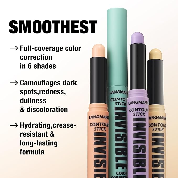 Jolilab 4 Color Contour Stick Concealer Stick Cream Palette Contour Multifunctional Contouring Makeup Kit for Face Highlighter Makeup Stick Set Long Lasting & Waterproof(01#yellow, 1)