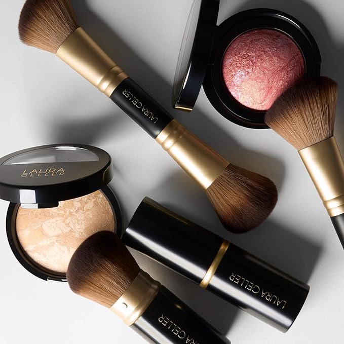 LAURA GELLER NEW YORK Face It All 2pc Makeup Brush Set - Retractable Airbrush Kabuki Brush + Dual-Ended Blush and Bronzer Brush