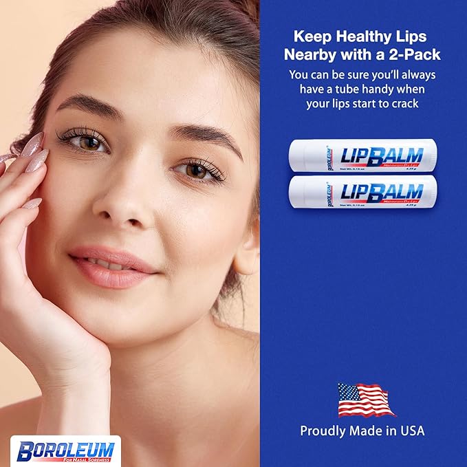 Natural Lip Balm by Boroleum | Best Chapped Lip Moisturizer for Dry Cracked Lips | All Natural Ingredients for Men Women and Kids | 4.25 gr. Tubes, 2 Lip Balms Per Pack