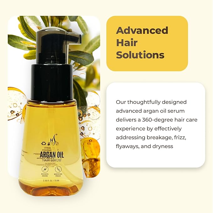 HerStyler Advanced Argan Oil Hair Serum for Women - Anti Frizz Serum for Hair - for Frizzy, Dry and Damaged Hair - Nourishing - 2.36 Fl Oz / 70 Ml (1 Pack)