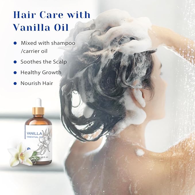HIQILI Vanilla Essential Oil, Undiluted Natural Strong Fragrance Add in Skin Perfume, Unscented Lotion, Candle Soap Making Scent, Relax at Home with Diffuse Warm Sweet Aroma -100ML