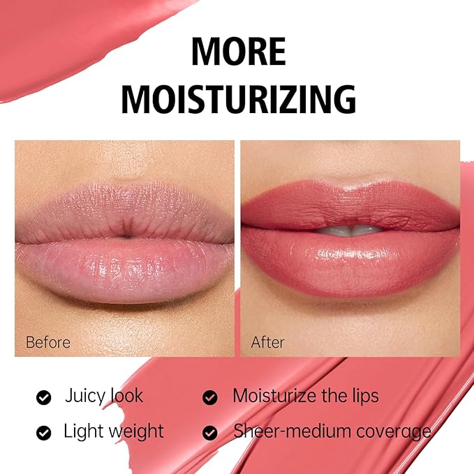 MAKI YIKA Moisture Red Lipstick for Women Hydrated Tinted Lip Balm for Dry Cracked Lips Weightless Glossy Lip Color Juicy Finish,MA063 Red Soul