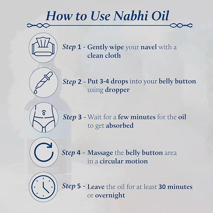 Blue Nectar Ayurveda Nabhi Oil with Ghee & Almond Oil | Natural Navel Oil for Belly Button for Digestion & Joint Health | 100% Natural & Herbal (21 Herbs, 0.33Fl Oz)