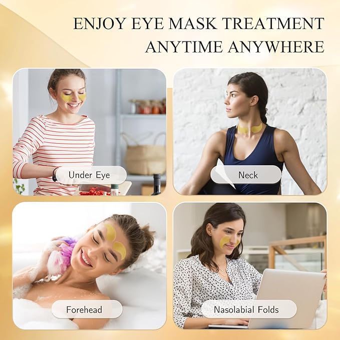 Under Eye Patches, Gold Eye Masks for Dark Circles and Puffiness Anti-Wrinkle Moisturizing Anti-Aging Under Eye Bags Skin Care Treatment Pads Revitalizes & Tightens Eye Area(60PCS)