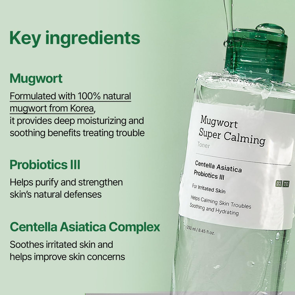 Mugwort Super Calming Toner - Korean Hydrating Toner for face, Purifying Mugwort Essence, Soothing, Calming, Refreshing Facial Toner for Oily, Dry, and Sensitive Skin, Daily Skin Care, 8.45 fl.oz