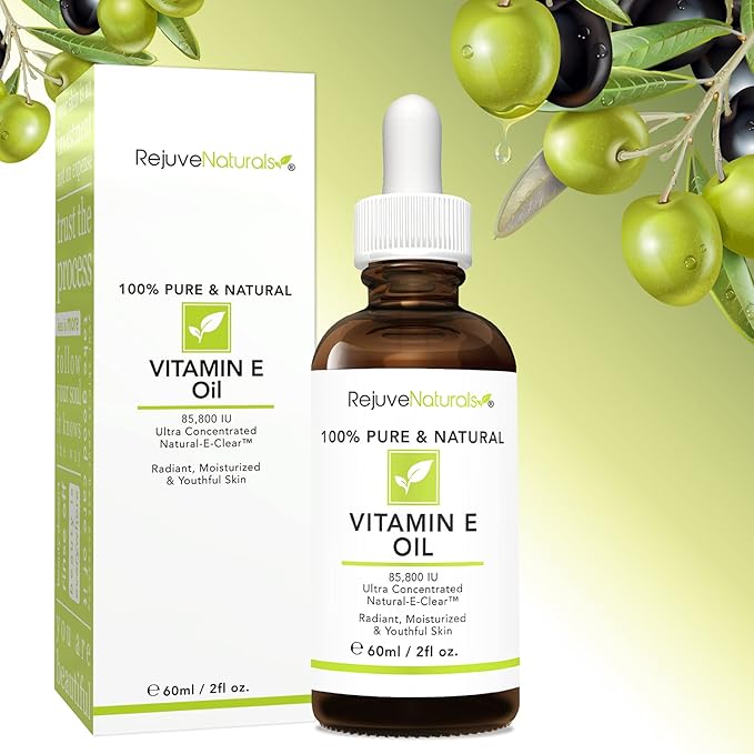 Vitamin E Oil - 100% Pure & Natural, 85,800 IU. Repair Dry, Damaged Skin from Surgery & Acne, Age Spots & Wrinkles. Boost Collagen for Moisturized, Youthful-looking Skin. d-alpha tocopherol, 2 Fl Oz