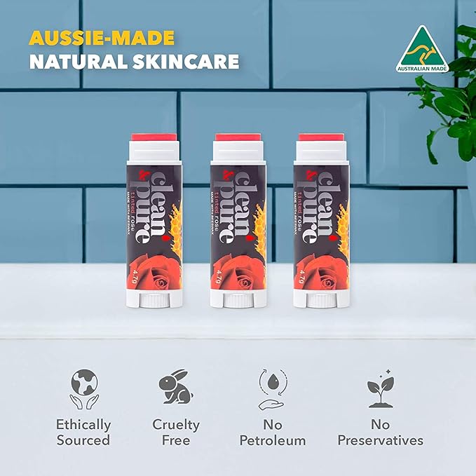Bee Mine Lip Balm 3-Pack | Lip Care Set With 100% All Natural Beeswax | Vitamin E Oil | Flavored Lip Balm for Dry, Chapped Lips | Made in Australia……