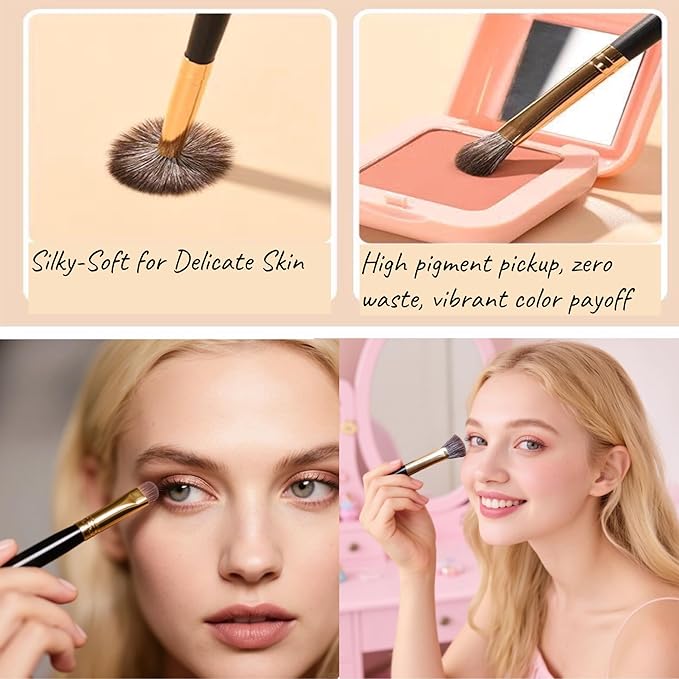 Eyeshadow Makeup Brushes Set with Case 8 PCS Soft Synthetic Hairs Eye Makeup Brushes for Blending Eyebrow Eyeliner Eyeshadow （Black）