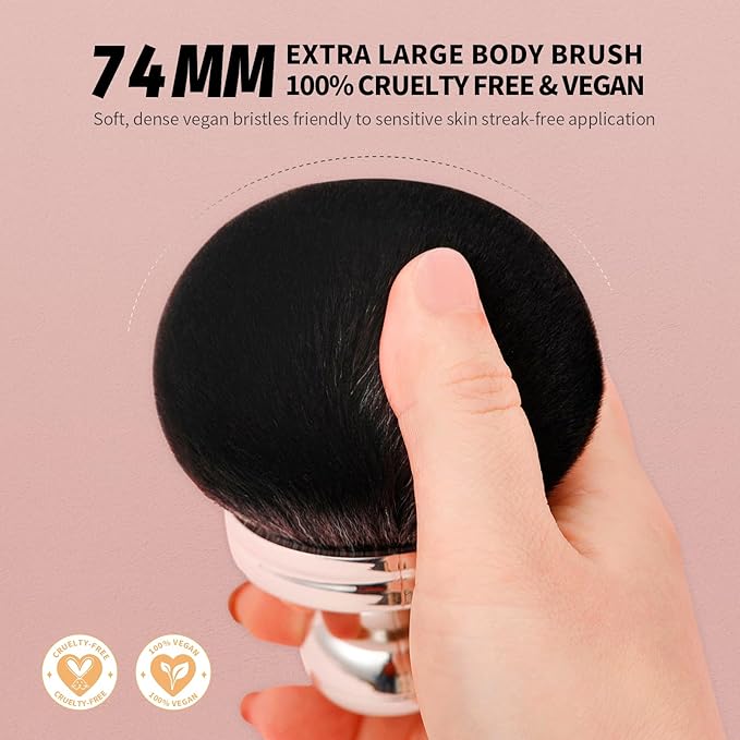 docolor Extra Large Body Makeup Brush For Self Tanner, 3 Inch Width Self Tanning Brush Kabuki Brush, Soft synthetic hair, for Foundation, self-tanners, bronzer, sun blocks, powder, For Face and Body