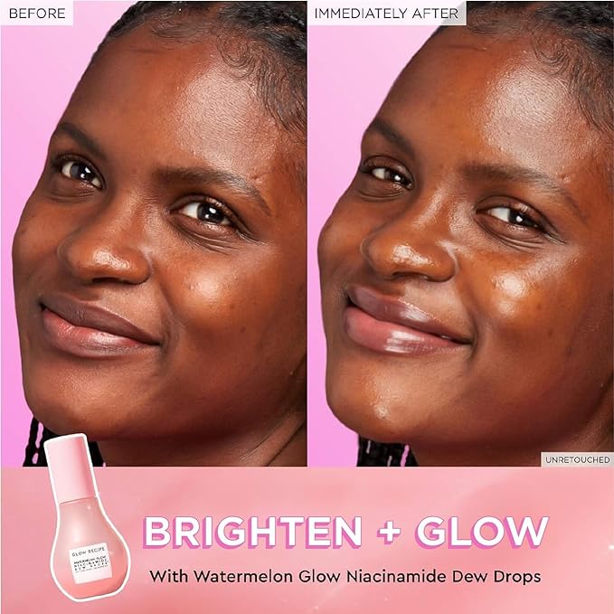 Glow Recipe Back to School Essentials Korean Skin Care Set - Watermelon Fine Mist, Dew Drops, PHA Facial Toner, Pink Juice Moisturizer, Strawberry Blur Drops, Glossy Balm & Compact Mirror (7 Count)