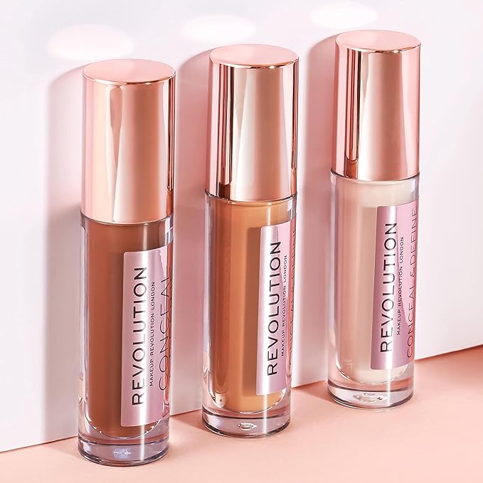 Makeup Revolution Conceal and Define Foundation, Full Coverage & Matte Finish, F12.7 for Medium/Dark Skin Tones, Vegan & Cruelty-Free, 0.7 Fl Oz