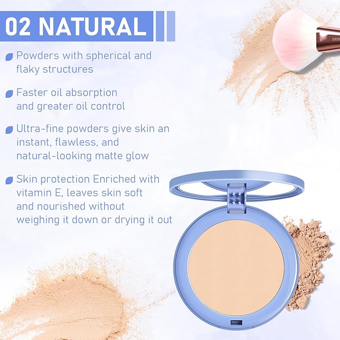 Maycheer Face Powder, Maycheer Setting Powder, Maycheer Lasting Waterproof Oil Absorbing Pressed Powder Compact, Lightweight Finishing Pressed Powder Compact (Dark Complexion, 03)